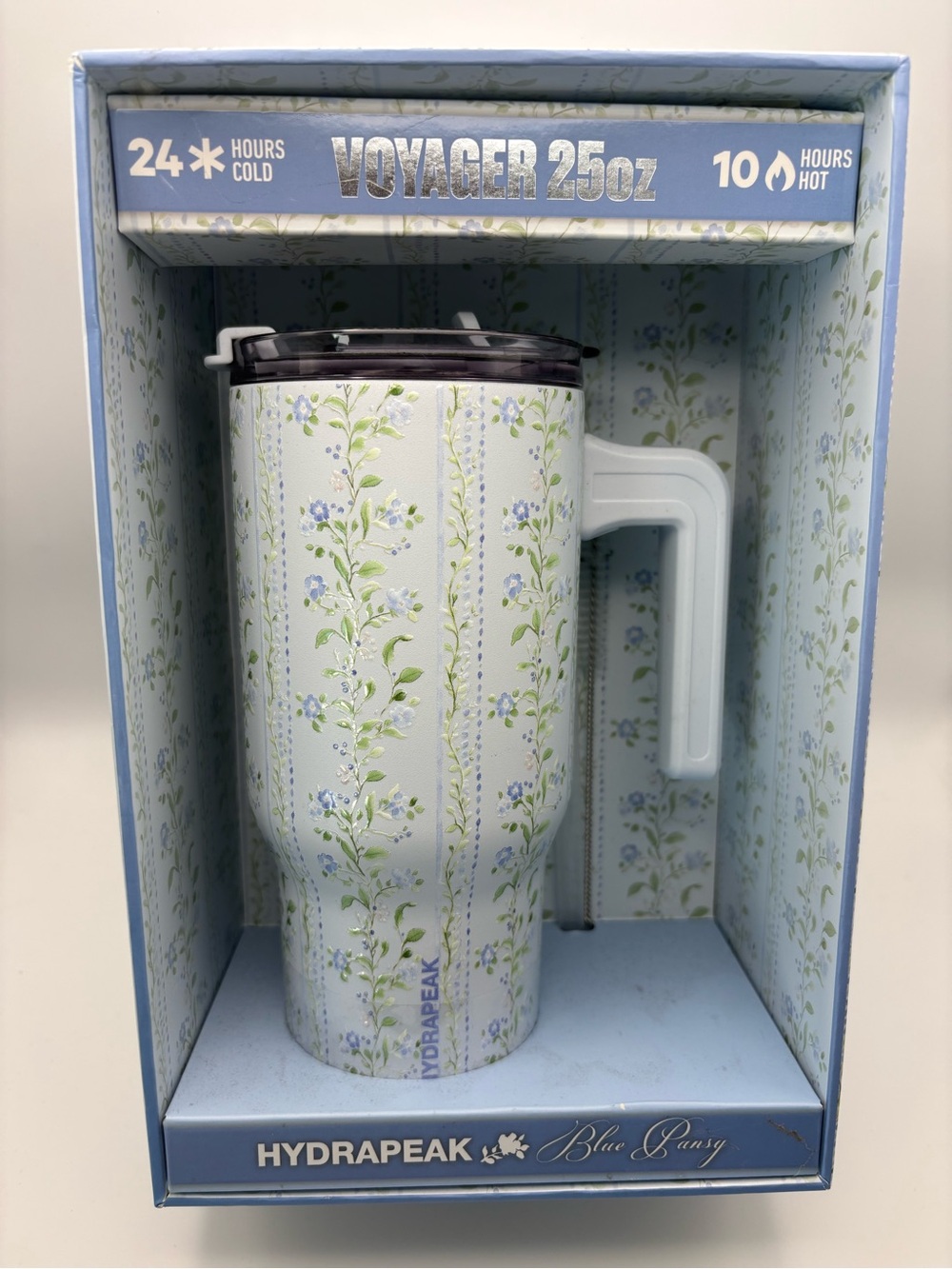Hydrapeak Blue Pansy Floral 25oz Travel Tumbler - Light Blue